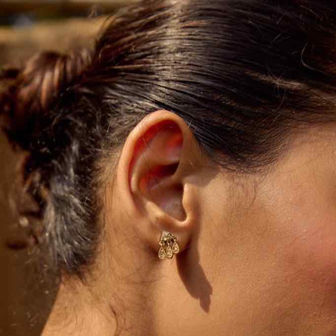 YAMI Boucles d'oreilles Diamants - Argent plaqué Or
