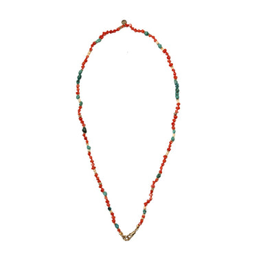 ABYSSE Collier pour charm's en Corail véritable, Turquoise et Argent 925 plaqué or 24 cts