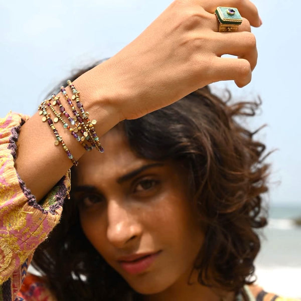 ADOUM Apatite-améthyste Bracelet multi-tours