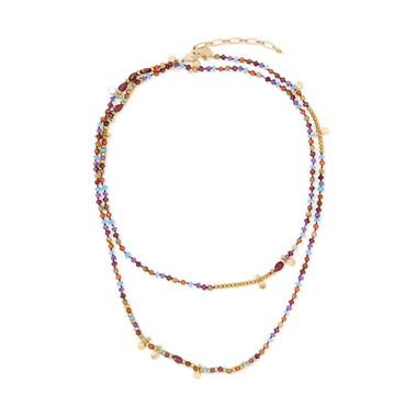 ADOUM Apatite-améthyste Collier 2 tours ou sautoir