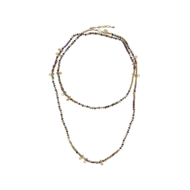 ADOUM Collier Grenat vert et Améthyste