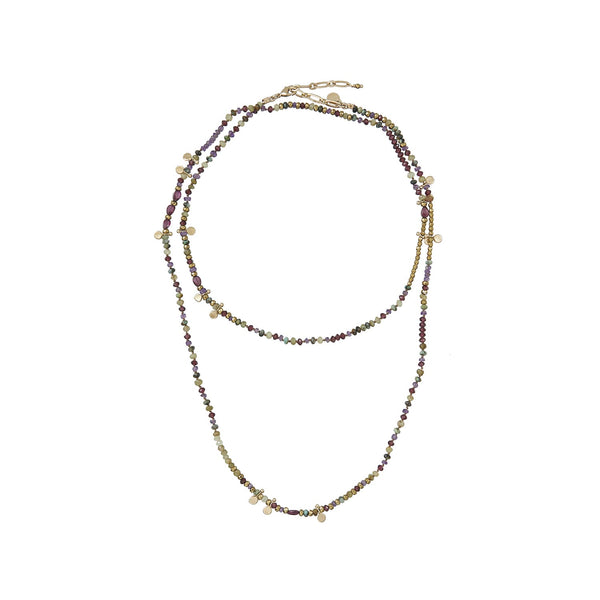 ADOUM Collier Grenat vert et Améthyste