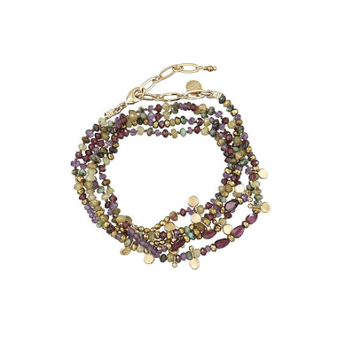 ADOUM Bracelet multi-tours Grenat vert, Améthyste, Turquoise africaine