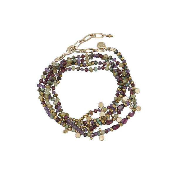 ADOUM Collier Grenat vert et Améthyste