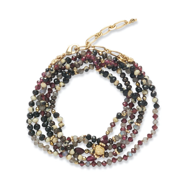ADOUM Bracelet multitours Labradorite Spinelle Grenat