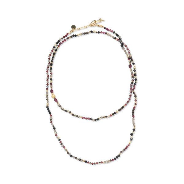 ADOUM Bracelet multitours Labradorite Spinelle Grenat