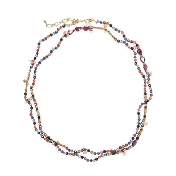 ADOUM Bracelet multi-tours Améthyste Malachite