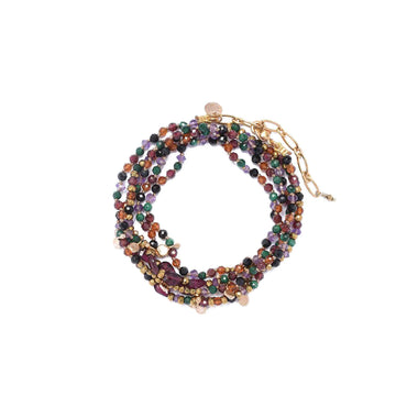 ADOUM Bracelet multi-tours Améthyste Malachite