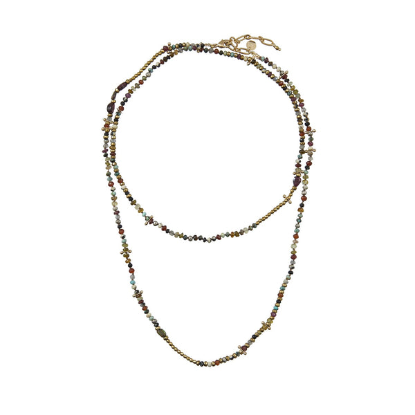ADOUM Collier mix de pierres, Opale, Grenat