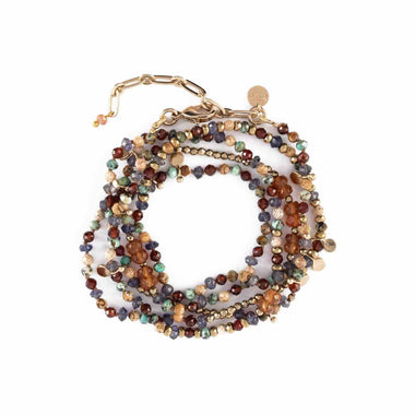 ADOUM Bracelet multitours Iolite Hessonite