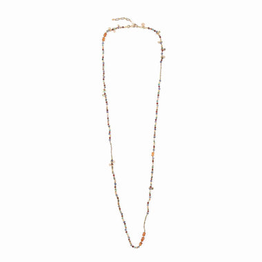 ADOUM Collier 2 tours ou sautoir Iolite Hessonite