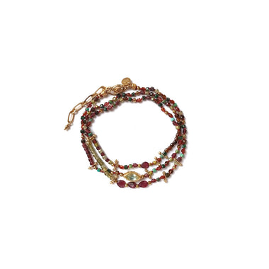 ADOUM EYE Bracelet 3 Tours Oeil Topaze et Pierres Grenat