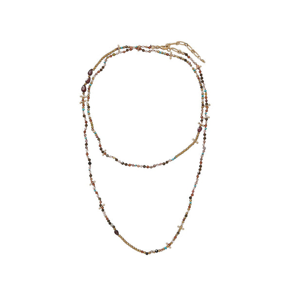 ADOUM MINI Bracelet multi-tours multicolore Grenat, plaqué Or 24 cts