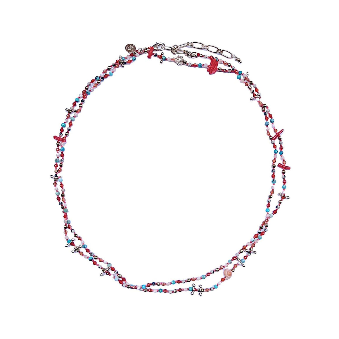 ADOUM MINI Bracelet Multitours Corail, Nacre, Turquoise, Cornaline