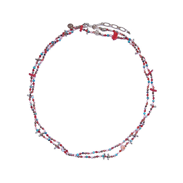ADOUM MINI Bracelet Multitours Corail, Nacre, Turquoise, Cornaline