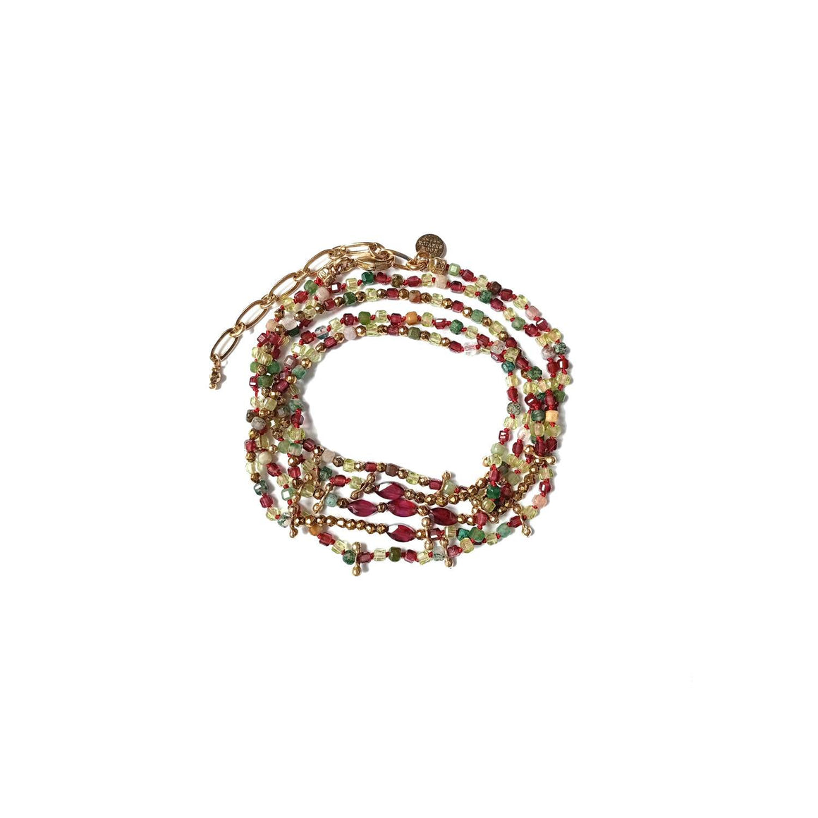 ADOUM Bracelet Multi-tours mini cubes Grenat Péridot Agate