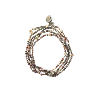 ADOUM MINI Bracelet Multitours Pyrite, Coquillage, Opale