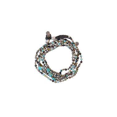 ADOUM Bracelet Multitours Turquoise, Pyrite, Jaspe dalmatien