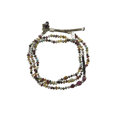 ADOUM SILVER Bracelet homme 3 tours mix de pierres, Opale, Grenat