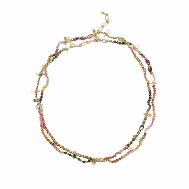 ADOUM Sautoir ou collier 2 tours Tourmalines