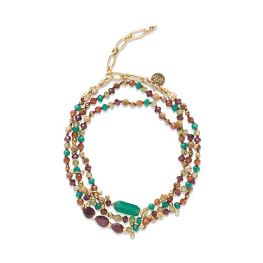 ADOUMA Bracelet 3 tours ou collier Onyx vert