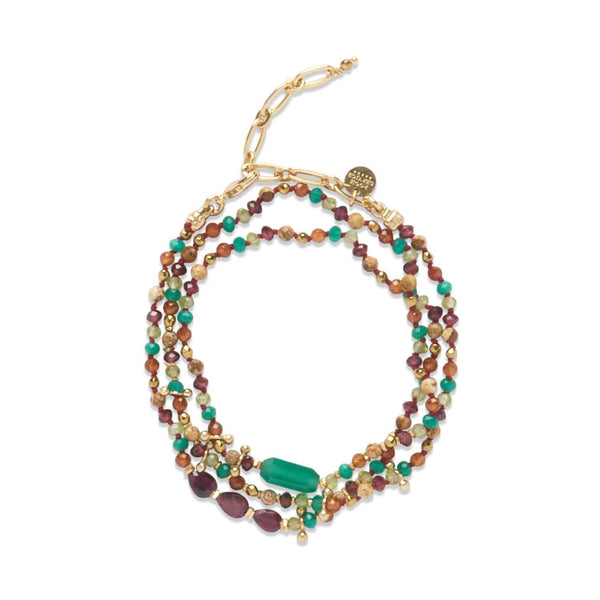 ADOUMA Bracelet 3 tours ou collier Onyx vert