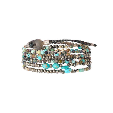 ADOUM Multi-Wrap Bracelet, Turquoise, Pyrite, Dalmatian Jasper