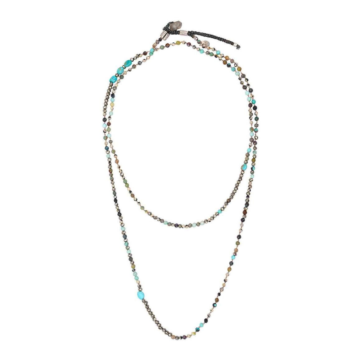 ADOUM Multi-Wrap Bracelet, Turquoise, Pyrite, Dalmatian Jasper