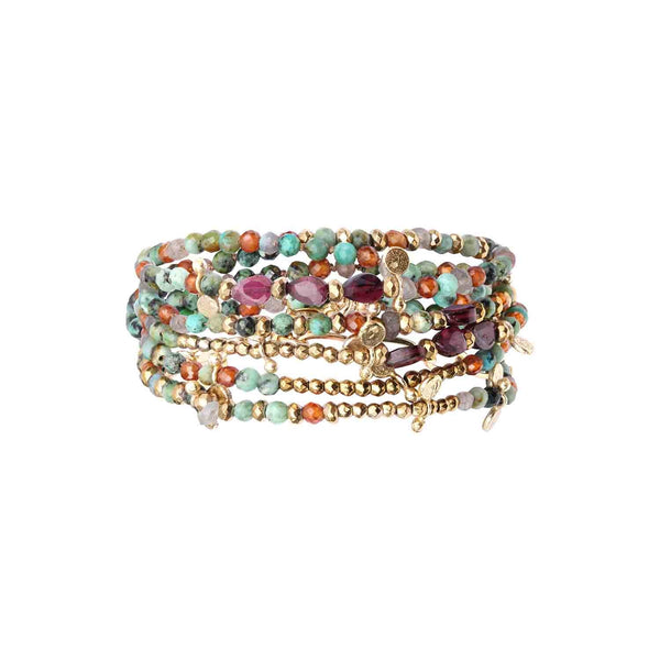 ADOUM African Turquoise & Labradorite Multi-Wrap Bracelet