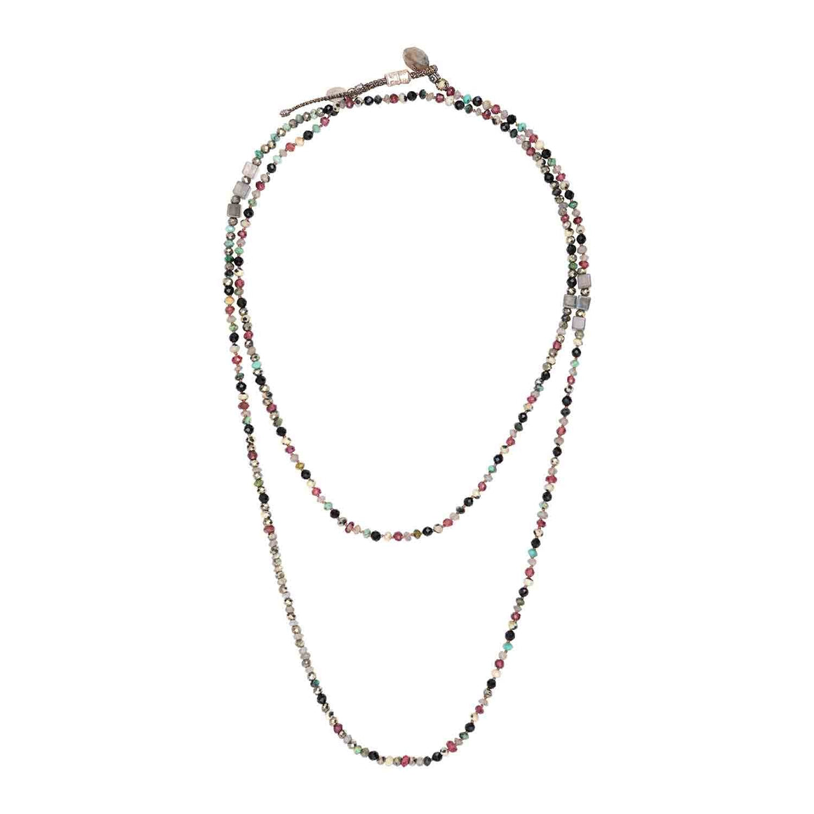 ADOUM Multi-Wrap Bracelet, Labradorite, Garnet & African Turquoise Cubes