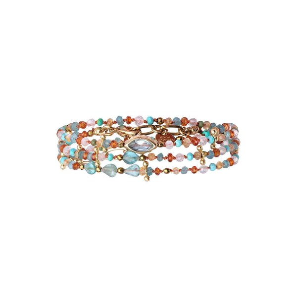 ADOUM EYE Bracelet 3 tours Topaze,Turquoise, Apatite