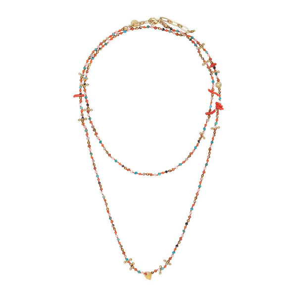ADOUM MINI Multi-Wrap Bracelet, Coral, Mother-of-Pearl, Turquoise, Carnelian