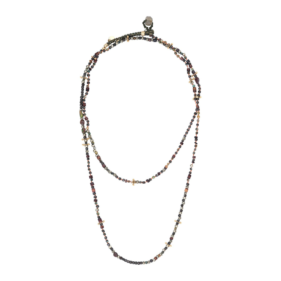 ADOUM MINI Bracelet Multitours Pyrite, Coquillage, Opale