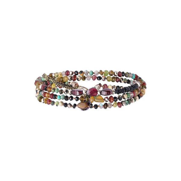 ADOUM SILVER Bracelet homme 3 tours mix de pierres, Opale, Grenat