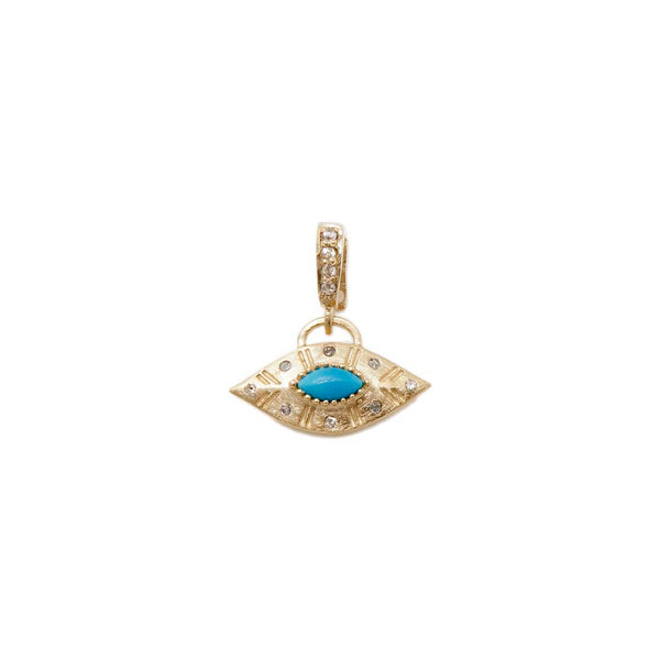 AJNA Charm Oeil Turquoise et Diamants argent plaqué or