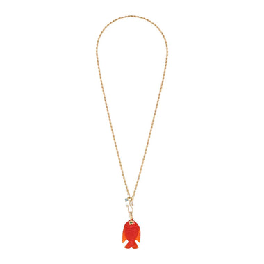 SEDNA Collier Poisson sculpté Cornaline, doré 24 cts