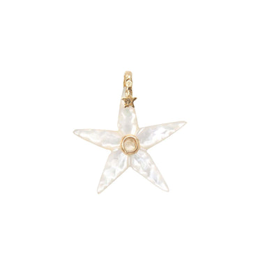 Starfish Charm, Carved Mother-of-Pearl, Diamond Bail, 24k Gold-Plated Silver