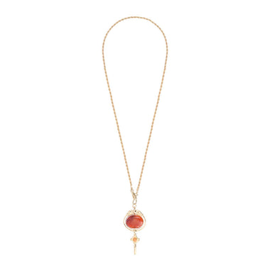 Watch Key Carnelian Long Necklace, 24k Gold-Plated