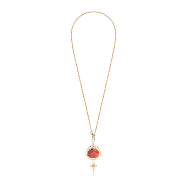 Watch Key Carnelian Long Necklace, 24k Gold-Plated