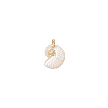 NAUTILUS Charm, Mother of Pearl Set with Topaz, Diamond Bail, 24k Gold-Plated Silver