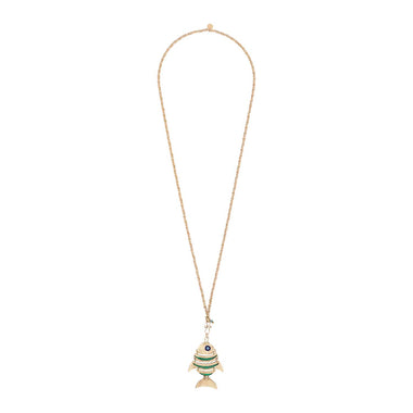 TETHYS Collier Poisson articulé émaillé, doré 24 cts