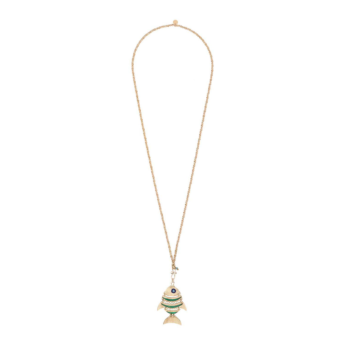 TETHYS Collier Poisson articulé émaillé, doré 24 cts
