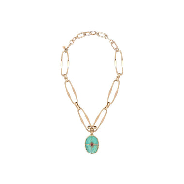 OCTAVIA XL Chain Chrysoprase Necklace, 24k Gold-Plated