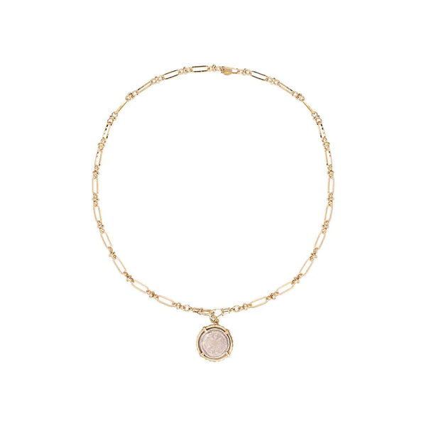 CIRCE Collier Médaille bicolore Argent & doré, chaîne esprit vintage, doré 24 cts