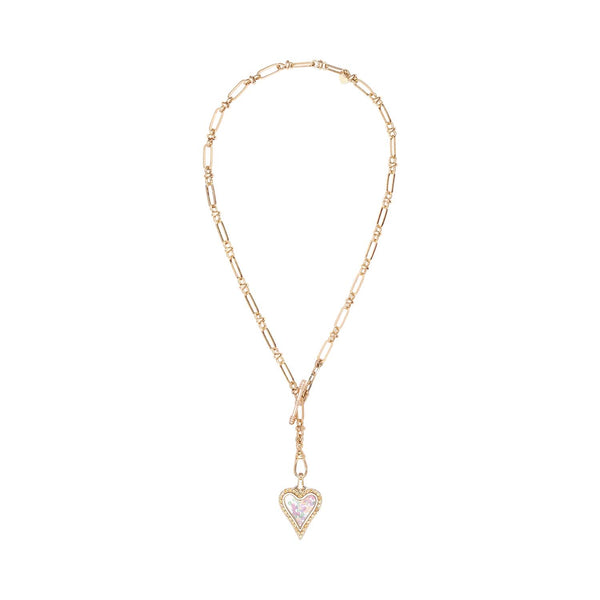 PASSION Collier coeur Citrines et pierres multicolores, Doré 24 cts