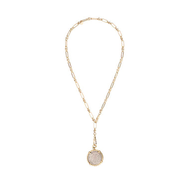 CIRCE Two-Tone Medallion Necklace, Silver & Gold-Tone, Vintage-Style Chain, 24k Gold-Plated