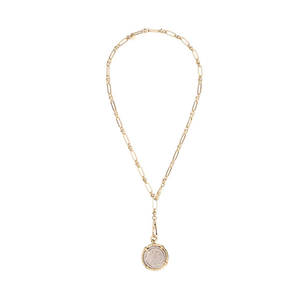 CIRCE Collier Médaille bicolore Argent & doré, chaîne esprit vintage, doré 24 cts
