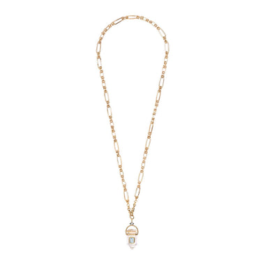 ORACLE Sautoir Prisme Cristal serti Topaze, Chaîne couture, Doré 24 cts