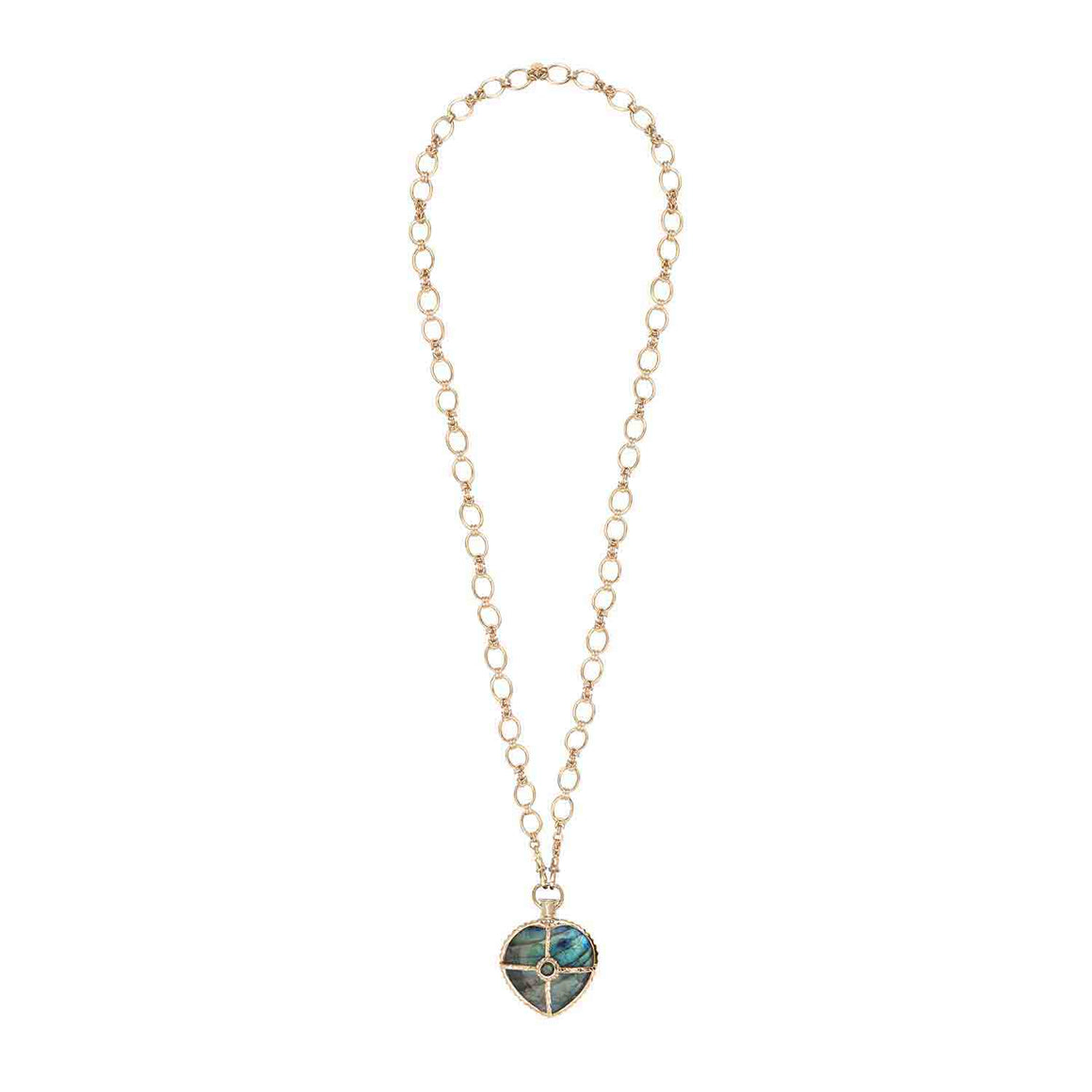 OCTAVE HEART Labradorite Long Necklace or 2-Wrap Necklace, 24k Gold-Plated, Oval Chain