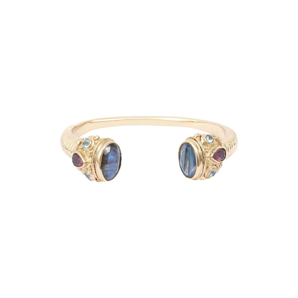 MAHARADJAH Labradorite Bangle Bracelet, 24k Gold-Plated